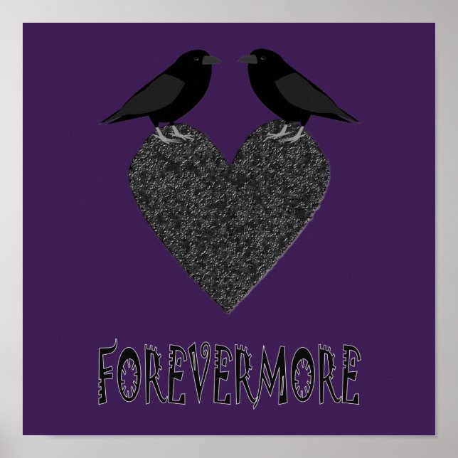 Gothic Ravens and Black Heart Poster (Front)