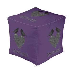 Gothic Ravens and Black Heart Pouf