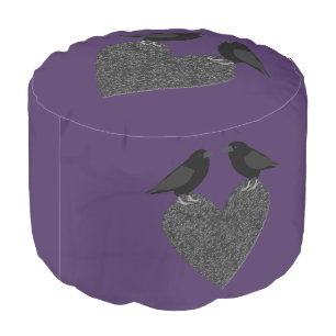 Gothic Ravens and Black Heart Pouf
