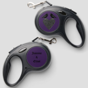 Gothic Ravens and Black Heart Retractable Pet Leash