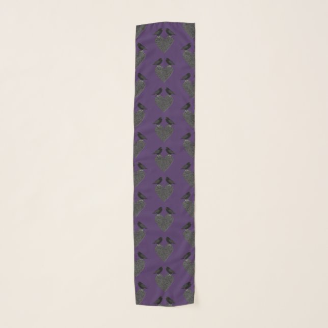 Gothic Ravens and Black Heart Scarf (Front)