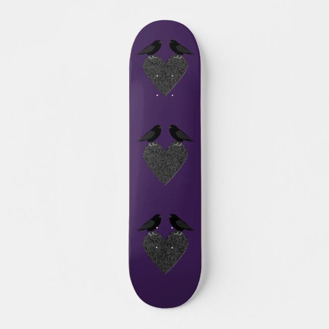 Gothic Ravens and Black Heart Skateboard (Front)