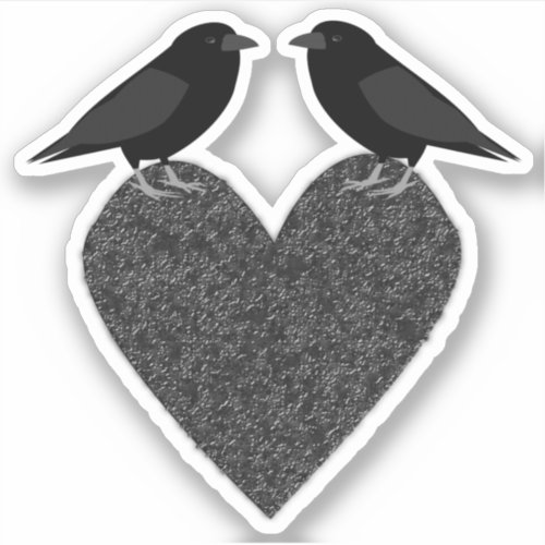 Gothic Ravens and Black Heart Sticker