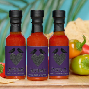 Gothic Ravens and Black Heart Wedding Hot Sauces