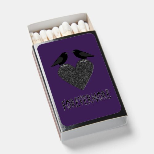 Gothic Ravens and Black Heart Wedding Matchboxes