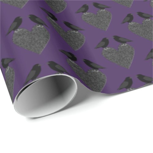 Gothic Ravens and Black Heart Wrapping Paper