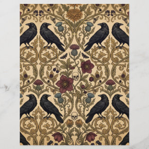 Gothic Ravens & Dark Floral Scrapbook Paper