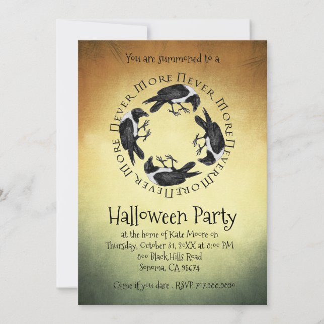 Gothic Ravens Halloween Party Invitation (Front)