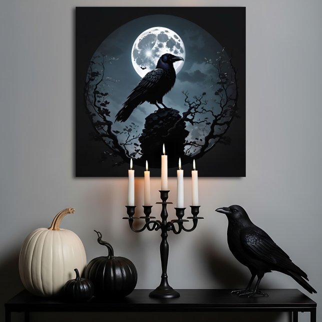 Gothic Raven's Moonlit Halloween Vigil Acrylic Print (Creator Uploaded)