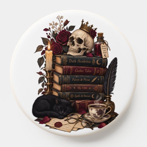 Gothic Reader Literary Bookworm Skull & Roses PopSocket