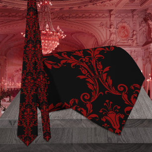 Gothic Red Acanthus Leaf Wedding Neck Tie