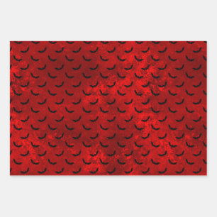 Gothic Red and Black Bat Wrapping Paper