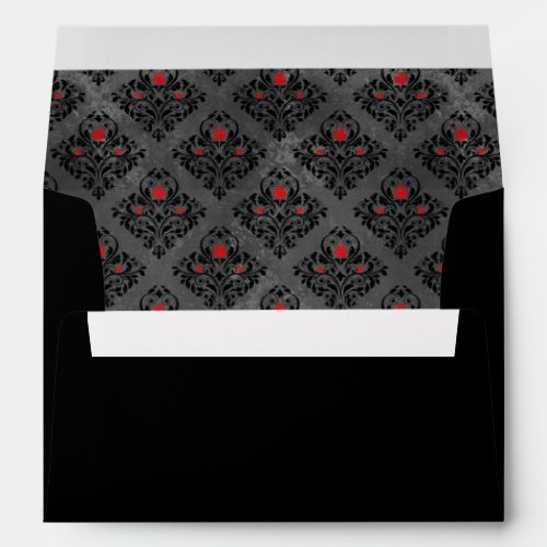 Gothic Red and Black Damask Wedding Envelope