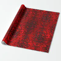 Red and Black Damask Wrapping Paper Sheets