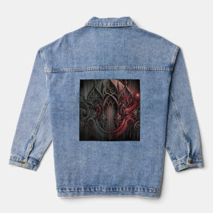 Gothic Red and Black Denim Jacket