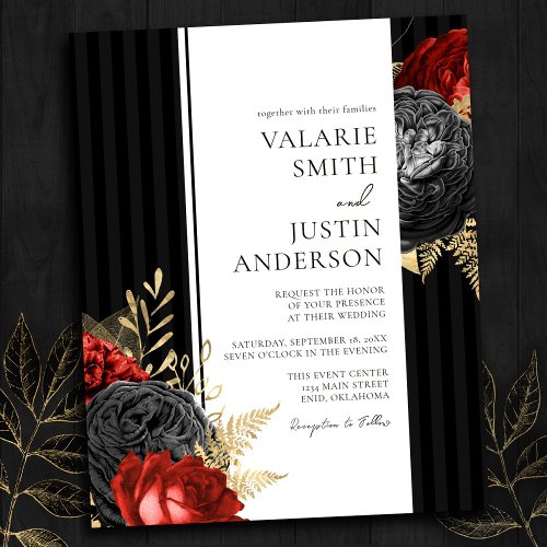 Gothic Red and Black Floral Budget Wedding