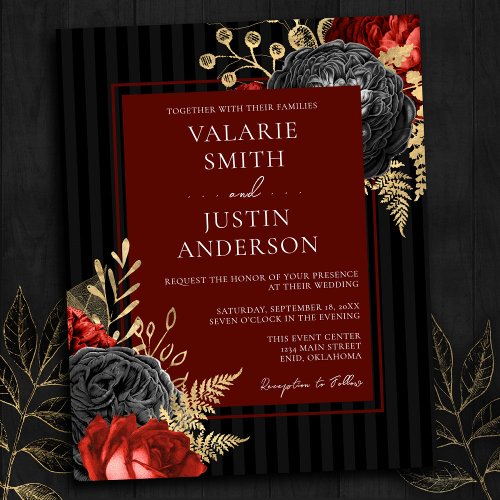 Gothic Red and Black Floral Budget Wedding