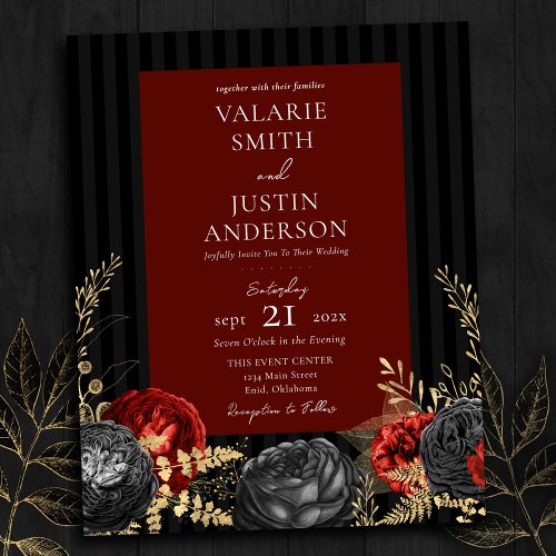 Gothic Red and Black Floral Wedding All in One Fly Flyer
