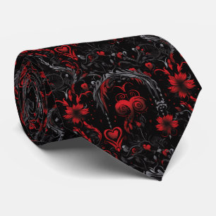 Gothic Red and Black Pattern Neck Tie