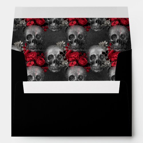 Gothic Red and Black Skeleton Wedding Envelope