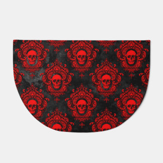 Gothic Red and Black Skul Doormat