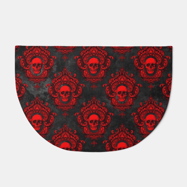 Gothic Red and Black Skul Doormat (Front)
