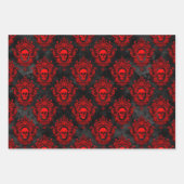 Gothic Red and Black Skull Wrapping Paper (Front 3)