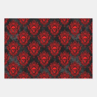 Gothic Red and Black Skull Wrapping Paper