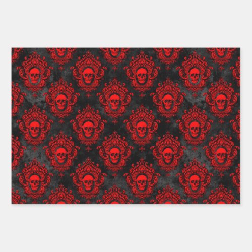 Gothic Red and Black Skull Wrapping Paper