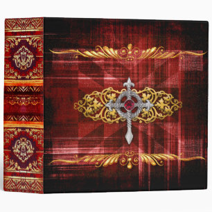 Gothic Red and Gold Ancient Tome Magic Spellbook 3 Ring Binder