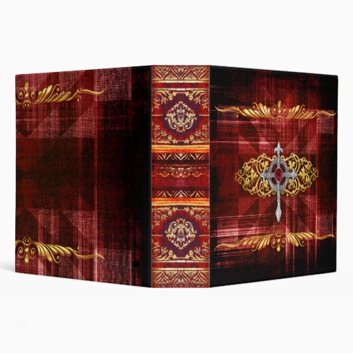 Gothic Red and Gold Ancient Tome Magic Spellbook 3 Ring Binder | Zazzle