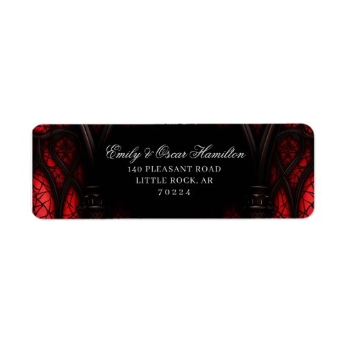 Gothic Red  Black Cathedral Return Address Label