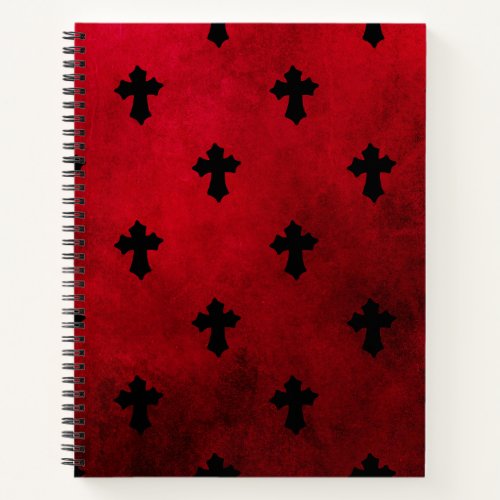 Gothic Red  Black Crosses Notebook