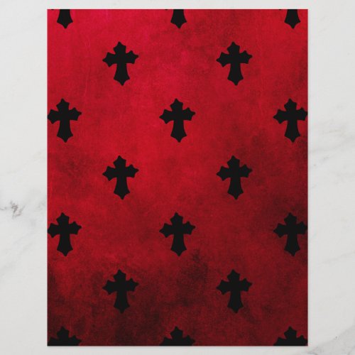 Gothic Red  Black Crosses Scrapbook Paper