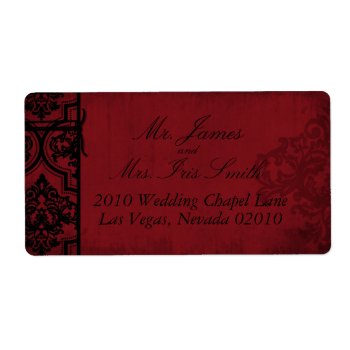 Gothic Red Black Damask Wedding Labels by NouDesigns at Zazzle
