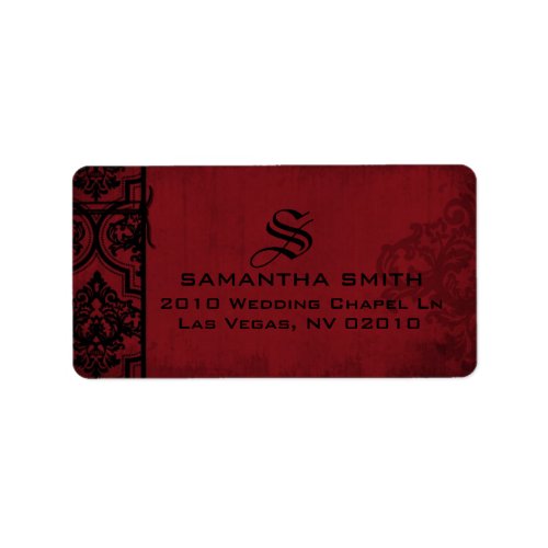 Gothic Red Black Damask Wedding Labels