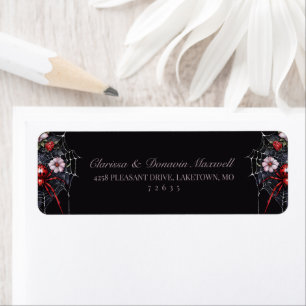 Gothic Red Black Floral Spider Web Return Address Label
