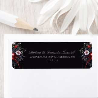Gothic Red Black Floral Spider Web Return Address Label