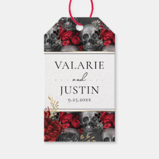 Gothic Red Black Floral Wedding Gift Tags