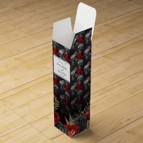 Gothic Red Black Floral Wedding Wine Box