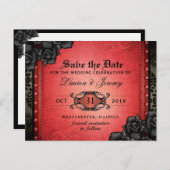 Gothic Red & Black Halloween Save Date PostCard (Front/Back)