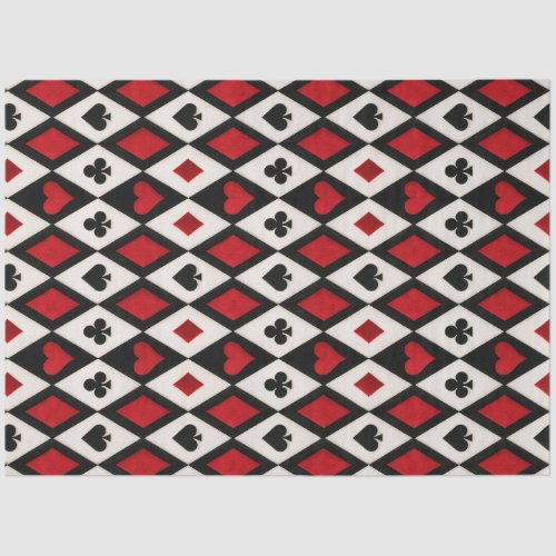 Gothic Red Black Harlequin Playing Card Alice Tissue Paper
