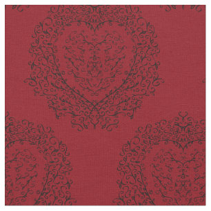Gothic Red Black Heart Fabric