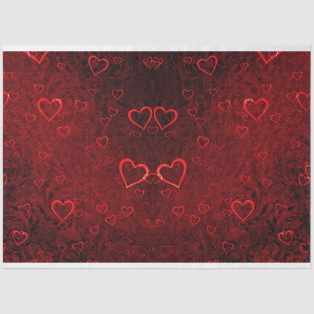 Gothic Red Black Hearts Decoupage Tissue Paper (Front)