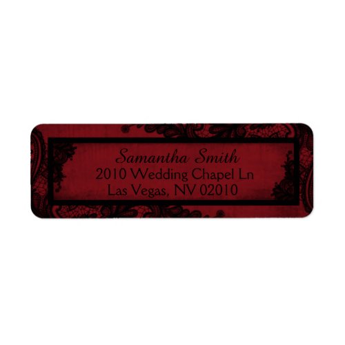 Gothic Red Black Lace Grunge Wedding Labels