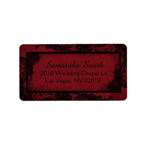 Gothic Red Black Lace Grunge Wedding Labels