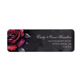 Gothic Red & Black Rose Elegant Return Address Label