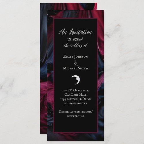 Gothic Red  Black Satin Drape Halloween Wedding Invitation