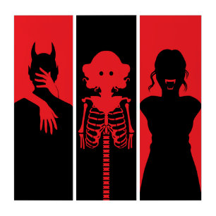 Gothic Red Black Victorian Silhouette Triptych