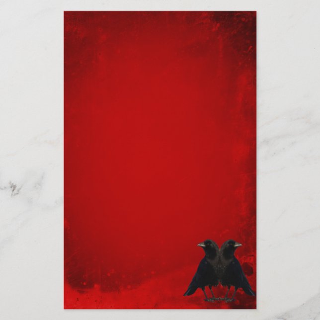 Gothic Red Crows Stationery (Front)
